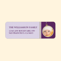 Holiday Joy Photo Return Address Labels (lavender) labels