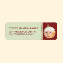 Holiday Joy Photo Return Address Labels (red) labels