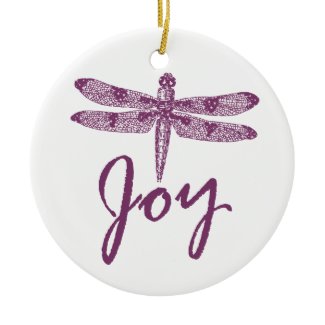 Holiday Joy Purple Dragonfly Ornament