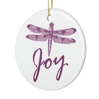 Holiday Joy Purple Dragonfly Ornament