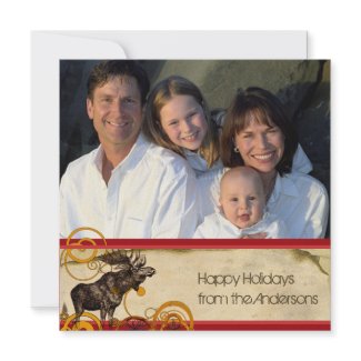 Holiday Letter on Back Moose Christmas Card invitation