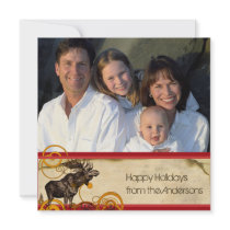 Holiday Letter on Back Moose Christmas Card Invitations