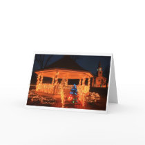 Holiday Lights Bandstand and Church Greeting Card