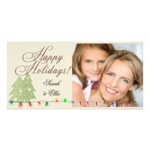 Holiday lights Christmas photo card template