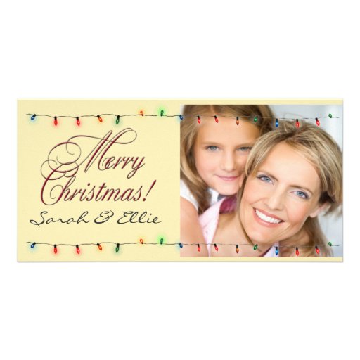 Holiday lights Christmas photo card template