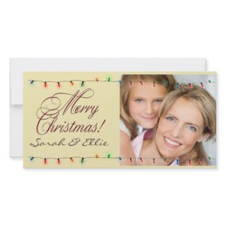 Holiday lights Christmas photo card template photocard