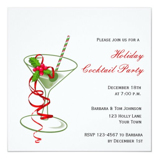 holiday martini cocktail party invitation zazzle holiday cocktail party invitations