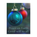 Holiday Ornament with Peace Sign postcards