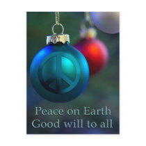 Holiday Ornament with Peace Sign postcards
