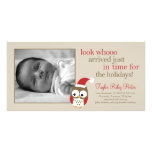 Holiday Owl Baby Birth Announcement photo cards