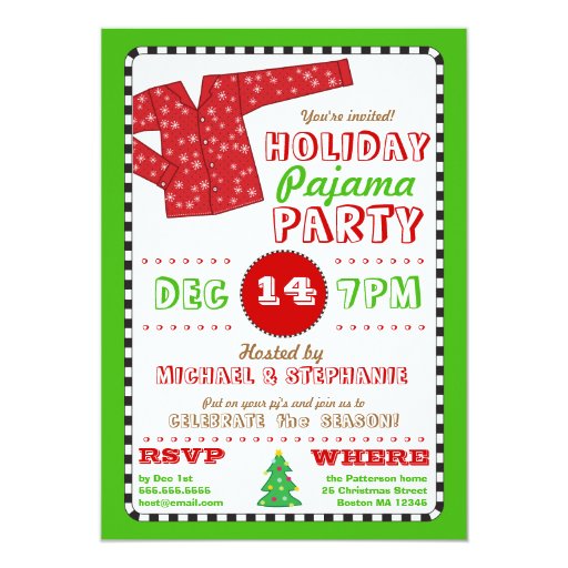 holiday pajama christmas party invitation zazzle holiday pajama christmas party invitation zazzle