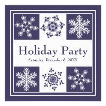 Holiday Party Elegant Purple Snowflakes Christmas Custom Invite