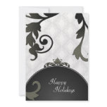 Holiday Party Invitation Black &amp; White Damask