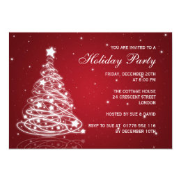 Holiday Party Invitation Christmas Tree Red