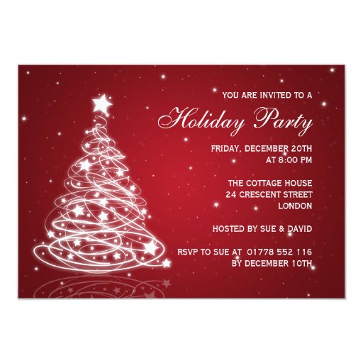 Holiday Party Invitation Christmas Tree Red Announcements