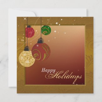 gorgeous christmas invitation - ornaments - gold - green - red