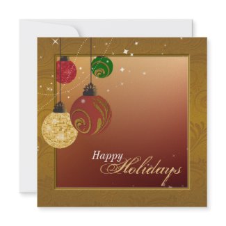 gorgeous christmas invitation - ornaments - gold - green - red