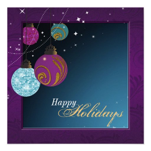 holiday party invitation purple teal ornaments zazzle holiday party invitation purple teal ornaments zazzle