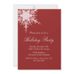 Holiday Party Offset Snowy Red Invitation