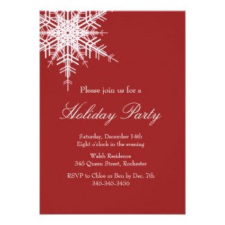 Holiday Party Offset Snowy Red Invitation