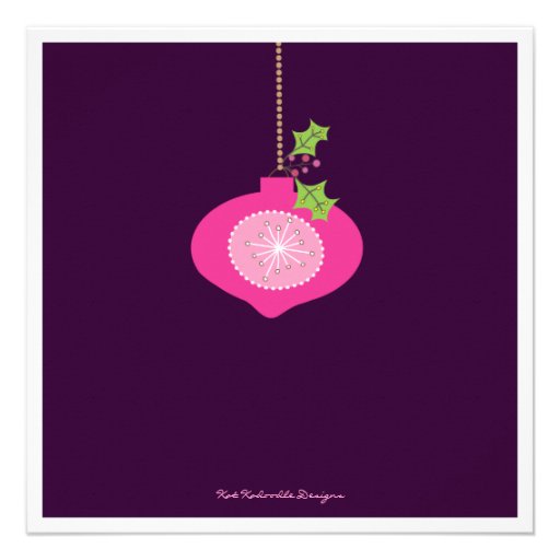 Holiday Party Retro Pink Ornament Invitation