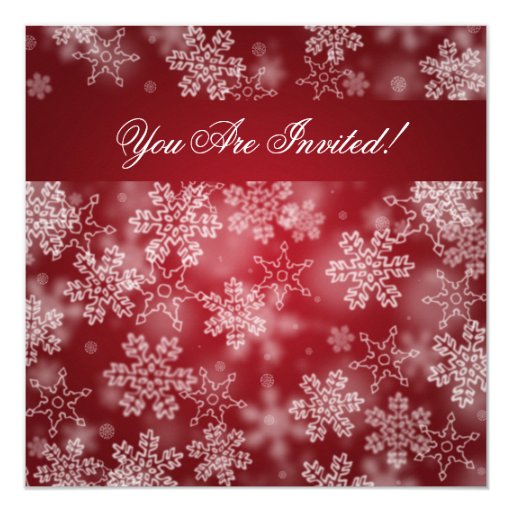 Holiday Party Snowflakes Red Custom Invite