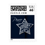 Holiday Peace Postage Stamp Navy Blue