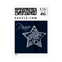 Holiday Peace Postage Stamp Navy Blue