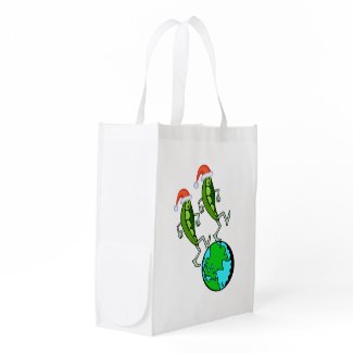 Holiday Peas on Earth Reusable Grocery Bag