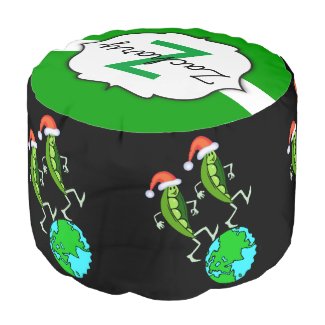 Holiday Peas on Earth Round Pouf