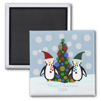 Holiday Penguin Family Christmas Magnet magnet
