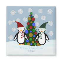 Holiday Penguin Family Christmas Magnet by HolidayFun Holiday Penguin Family Christmas Magnet