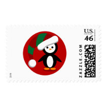 Holiday Penguin Postage Stamp