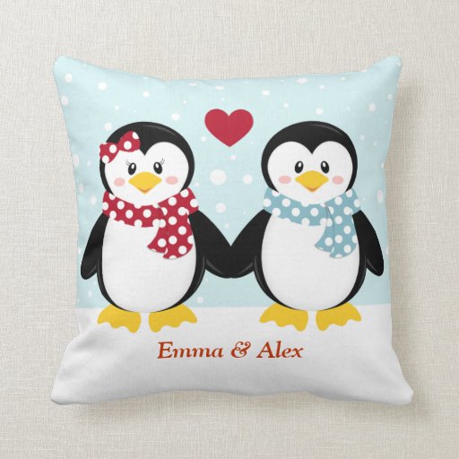 Holiday Penguins Throw Pillow Zazzle