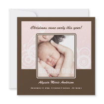Holiday Photo Birth Announcement invitations