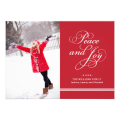 Holiday Photo Card | Peace and Joy in Red & White