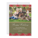 Holiday Photo Cards, Red and Green Paisley Custom Announcement