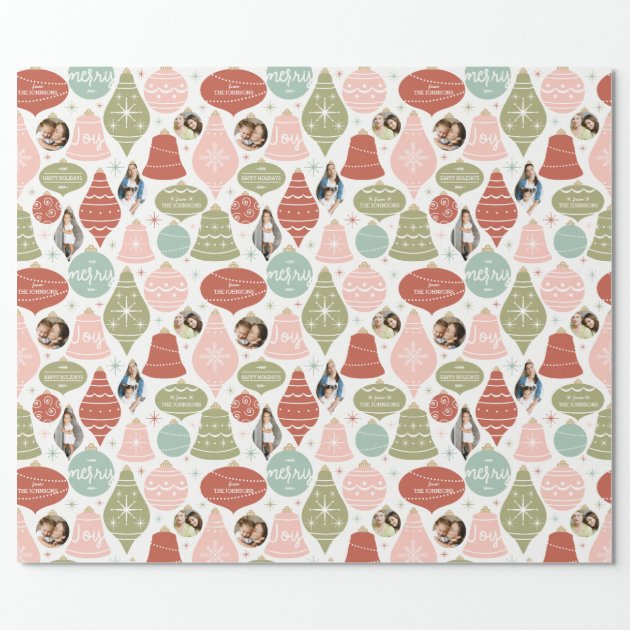 Holiday Photo Ornaments Wrapping Paper