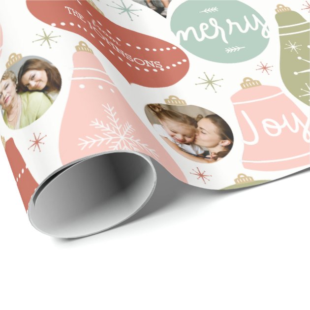 Holiday Photo Ornaments Wrapping Paper 3/4