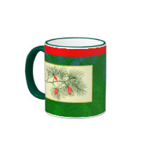 Holiday Pine Cone Vintage Art mugs