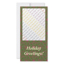 Holiday Poinsettia Pattern Customized Photo Card