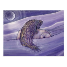 Holiday Postcard Magical Winged Polar Bear Art