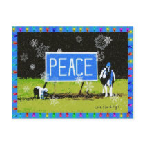 Holiday Postcard with Cow and Pig
