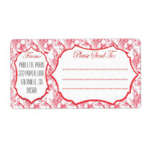 HOLIDAY RED AND WHITE DAMASK labels