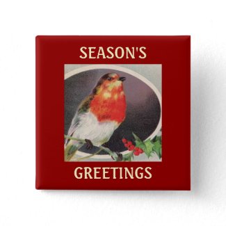 Holiday Red Bird Button