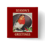 Holiday Red Bird Button