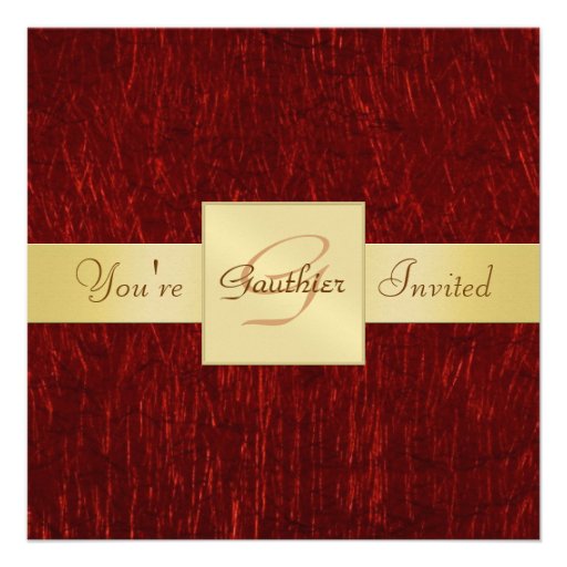 Holiday Red & Gold Ribbon New Years Invitation