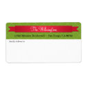 Holiday red satin ribbon green lattice address label