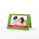 Holiday red satin ribbon green lattice photo card