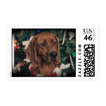 Holiday Redbone Coonhound Stamp